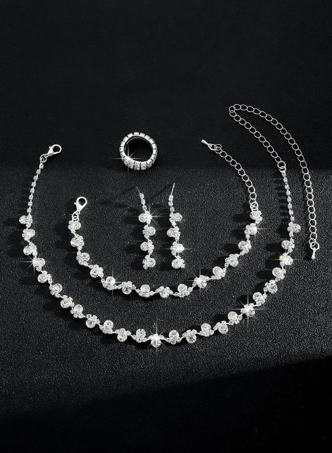 Take Two  4-Piece Embellished Necklace, Bracelet, Ring And Earrings Jewelry Set for Women | Best Price UAE